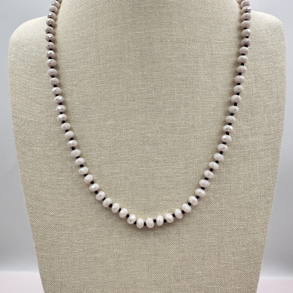 Vintage 90s Crystal Beaded Necklace Silver Tone Y2K Women's Jewelry